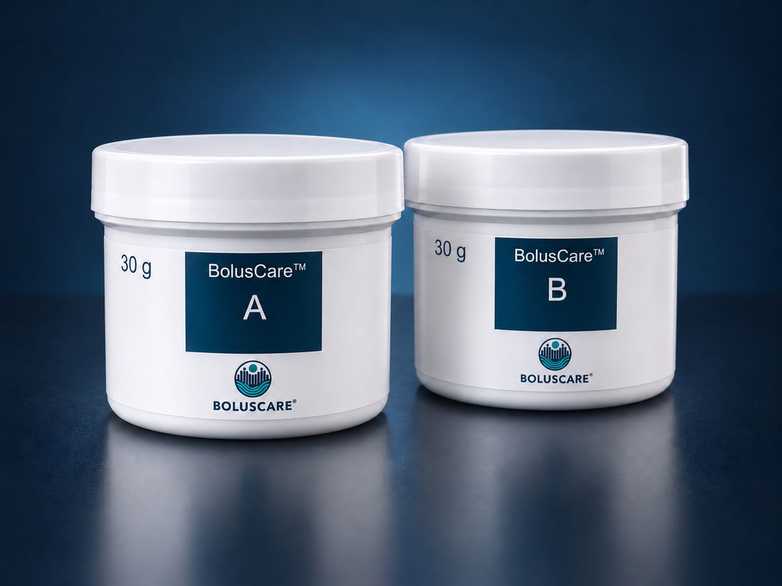 Components A and B of BolusCare before mixing
